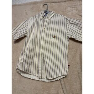 Vintage Bugle Boy Classics Mens Short Sleeve Striped Button Down Shirt Size M